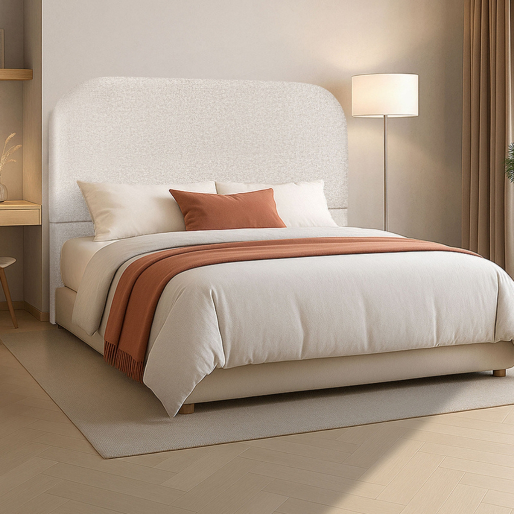 Cabeceira Cama Box Queen 160 cm Estofada em Linho com Pés Modelo Orgânico