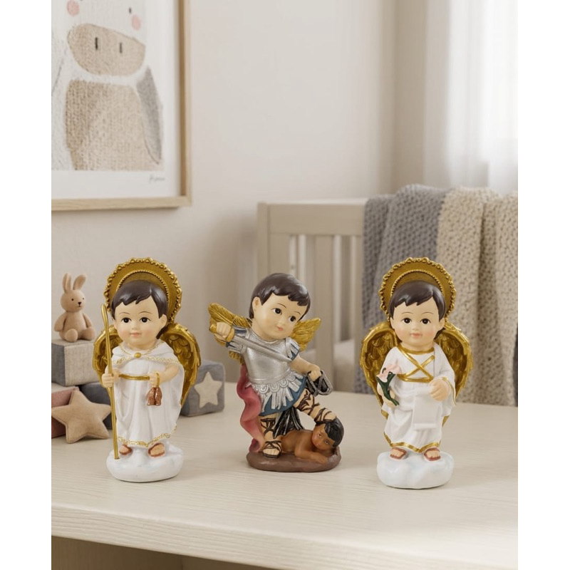 Imagem Arcanjo São Miguel São Rafael São Gabriel Infantil Baby Resina Importada Decoração Religiosa