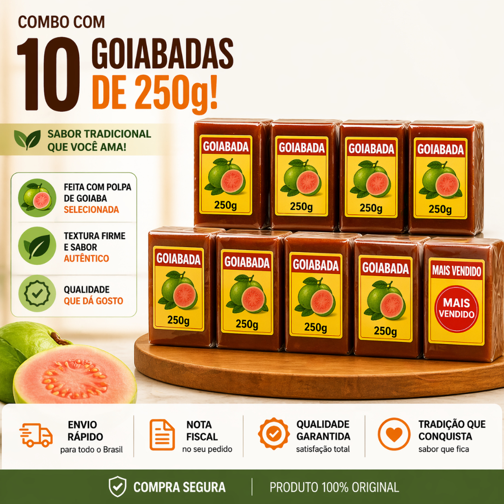 Kit 15 OU 10 Goiabadas Tomarelli 250g – Total  3,75kg | Doce de Goiaba Tradicional | Sem Glúten
