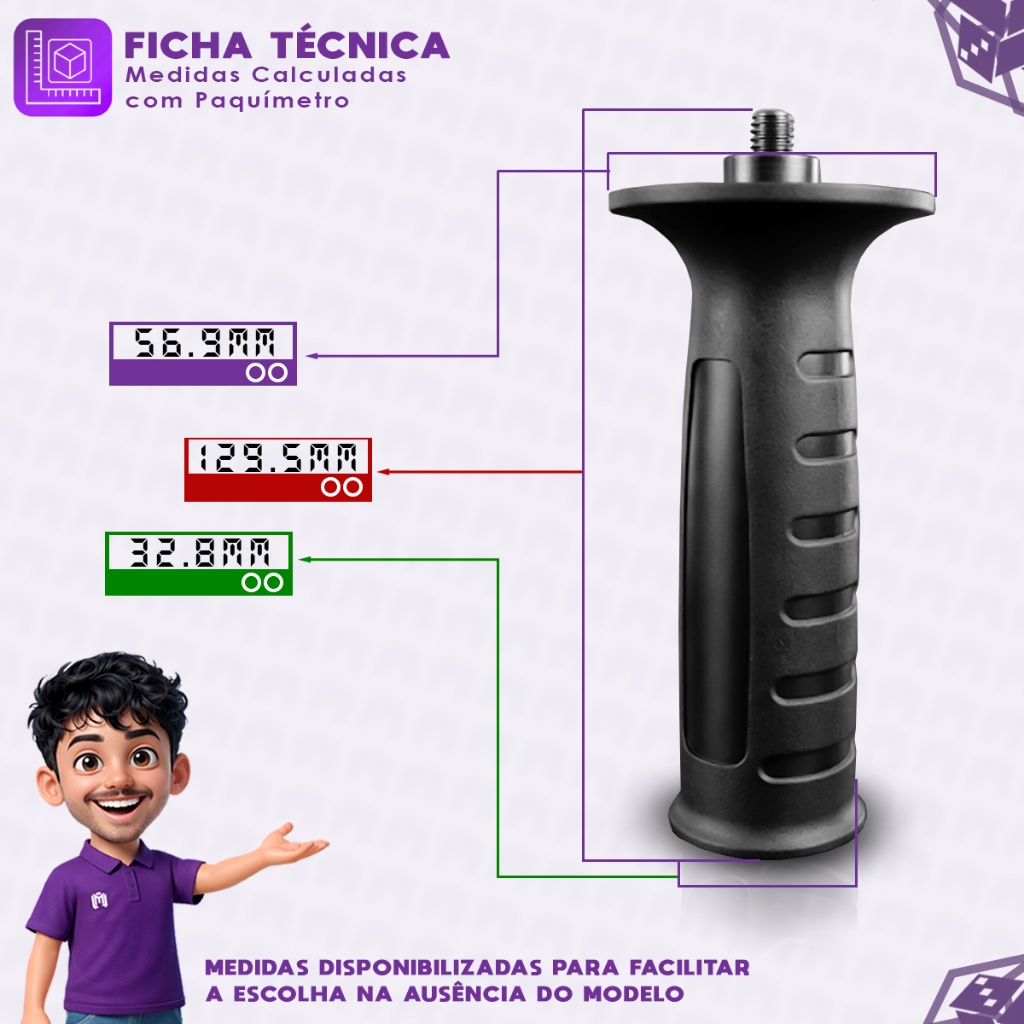 Detalhes do Punho Auxiliar Ergonômico Compatível Esmerilhadeira GA 4530 GA 2014 9557
