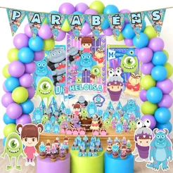 Kit Festa Aniversário Personalizado Monstros SA Boo 78 itens - Decoração Infantil Lembrancinhas