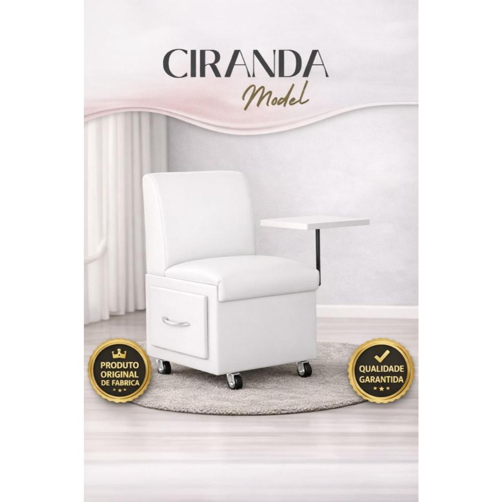 Cadeira Ciranda Manicure Carrinho Gaveta Móvel Salão Apoio de Mão Esmalte Rodinha