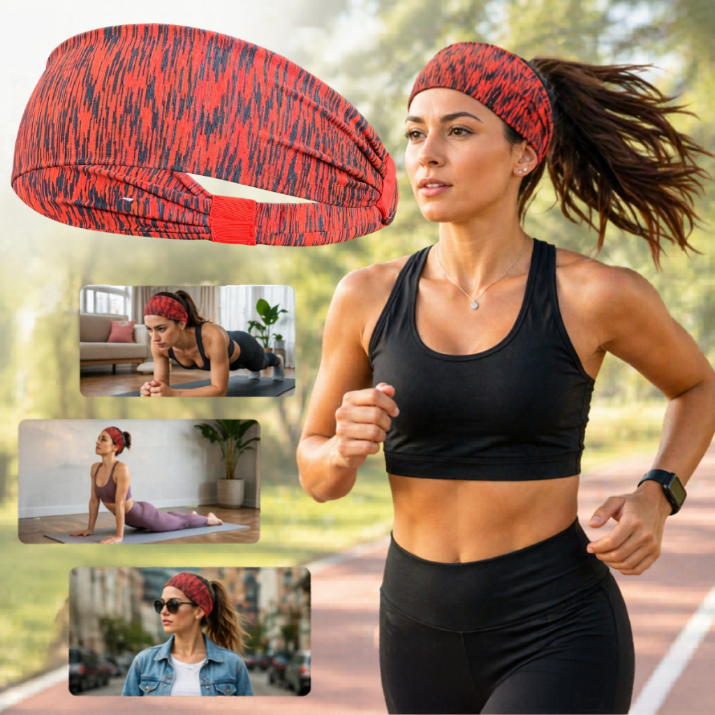 Testeira Faixa de Cabeça Tiara Headband Anti Suor para Corrida e Tênis