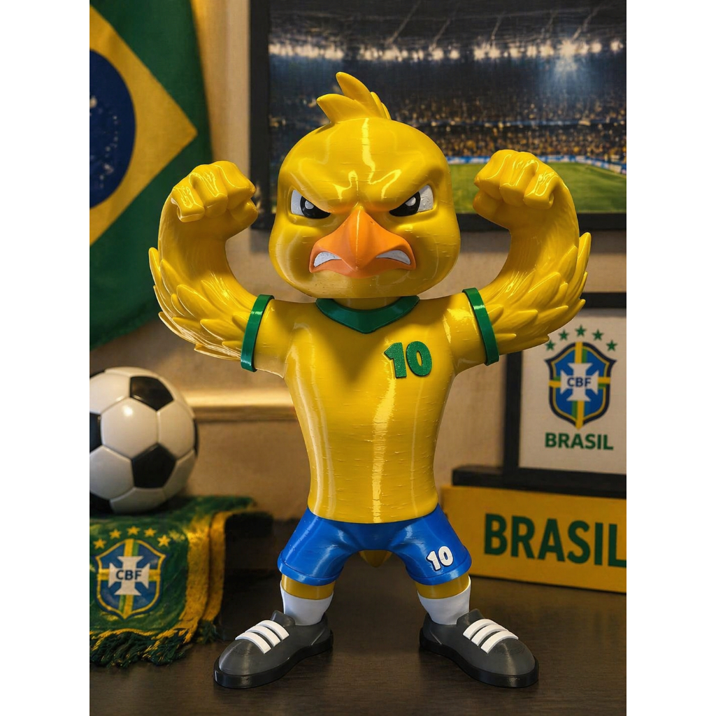 Mascote Canário do Brasil Decorativo 28cm | Enfeite Copa do Mundo Seleção Brasileira | Boneco Canarinho Torcedor Futebol