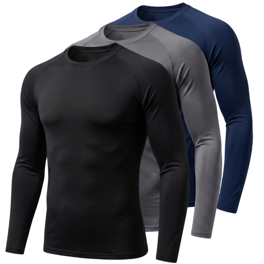 Kit 3 Camisetas Térmicas Segunda Pele UV50+ Unissex Manga Longa Proteção Solar Compressão Treino Academia