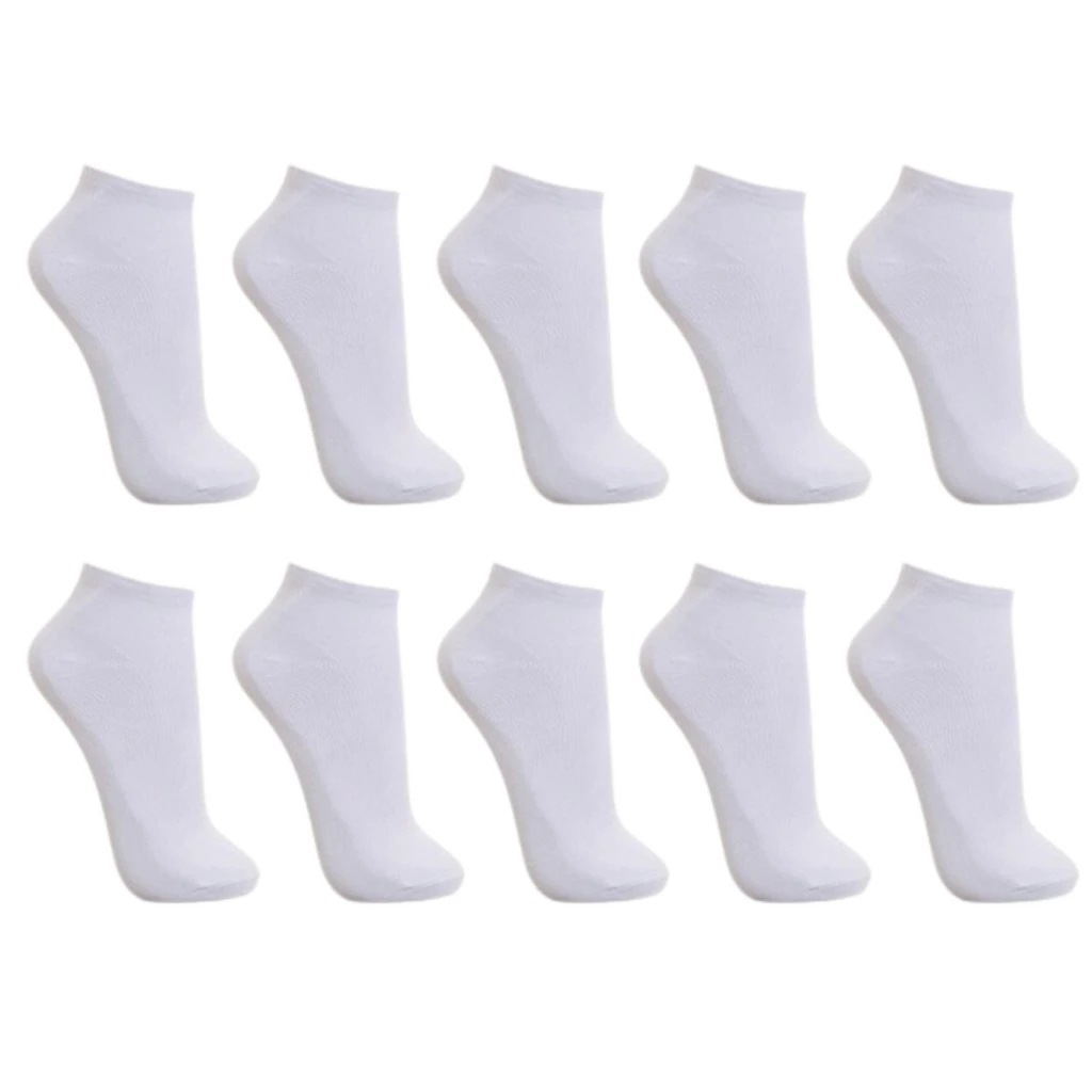 Kit Até 20 Pares de Meias Soquete Unissex Cano Curto Escolar 80% Algodão Conforto Qualidade Cor Branco