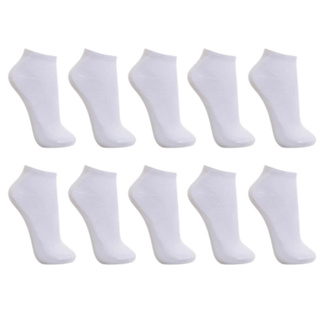 Kit Até 20 Pares de Meias Soquete Unissex Cano Curto Escolar 80% Algodão Conforto Qualidade Cor Branco
