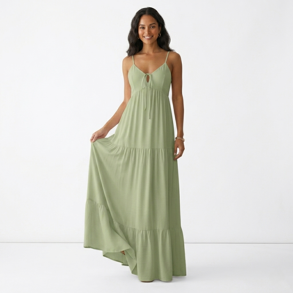 Vestido Longo Feminino Alcinha Babado Soltinho Leve Elegante Casual Festa Verão Moda 2026