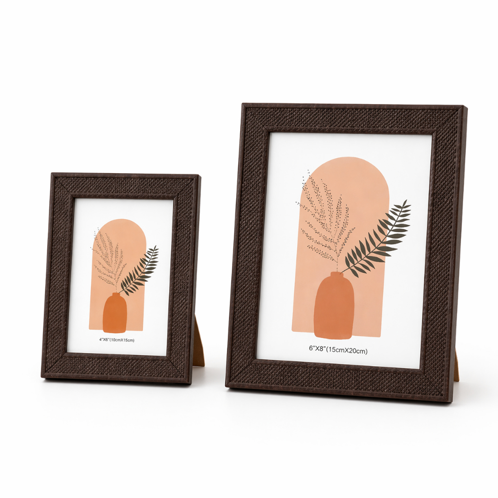 Kit 2 Porta Retrato Essence Moldura Marfim ou Tabaco 10x15cm e 15x20cm em Poliestireno