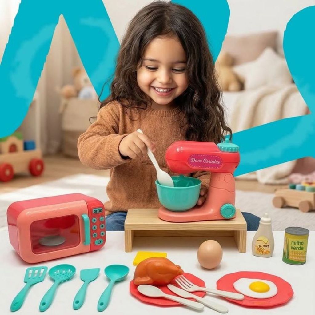 Doce Cozinha Plus Microondas e Batedeira 18 Itens Cardoso Toys