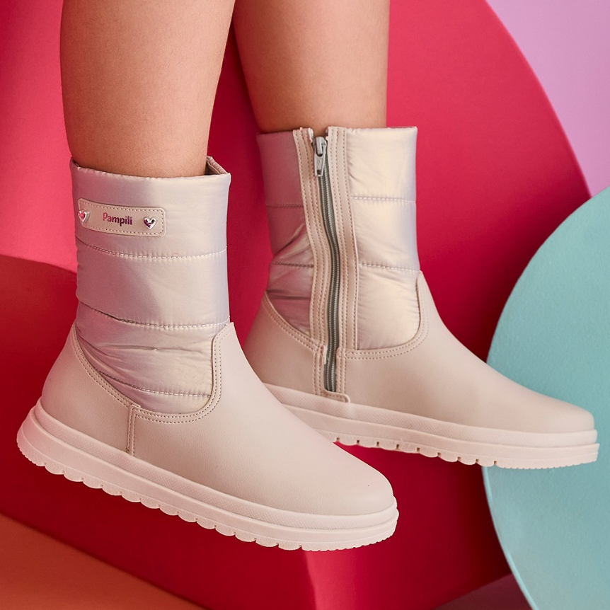 Bota Infantil Menina Cano Médio Comfy Matelassê Pampili