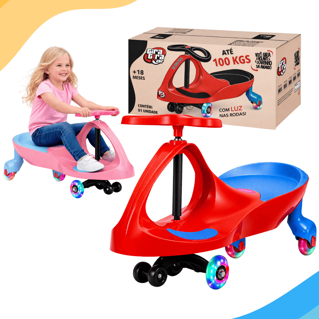Carrinho De Rolimã Infantil 100kg Menino Menina Gira Gira 360 Com Led Andador
