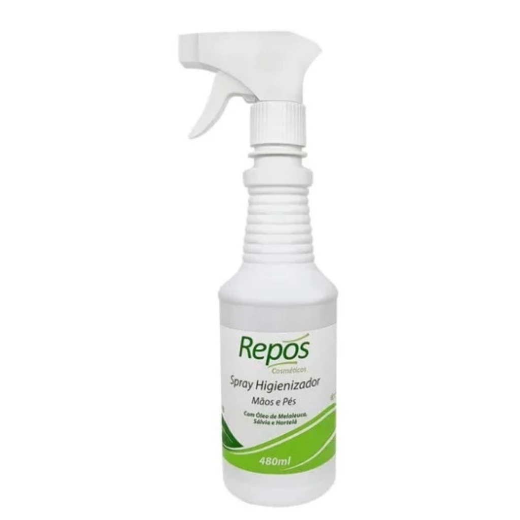 Spray Higienizador Mãos e Pés 480ml Com Óleo de Melaleuca, Sálvia e Hortelã Repos