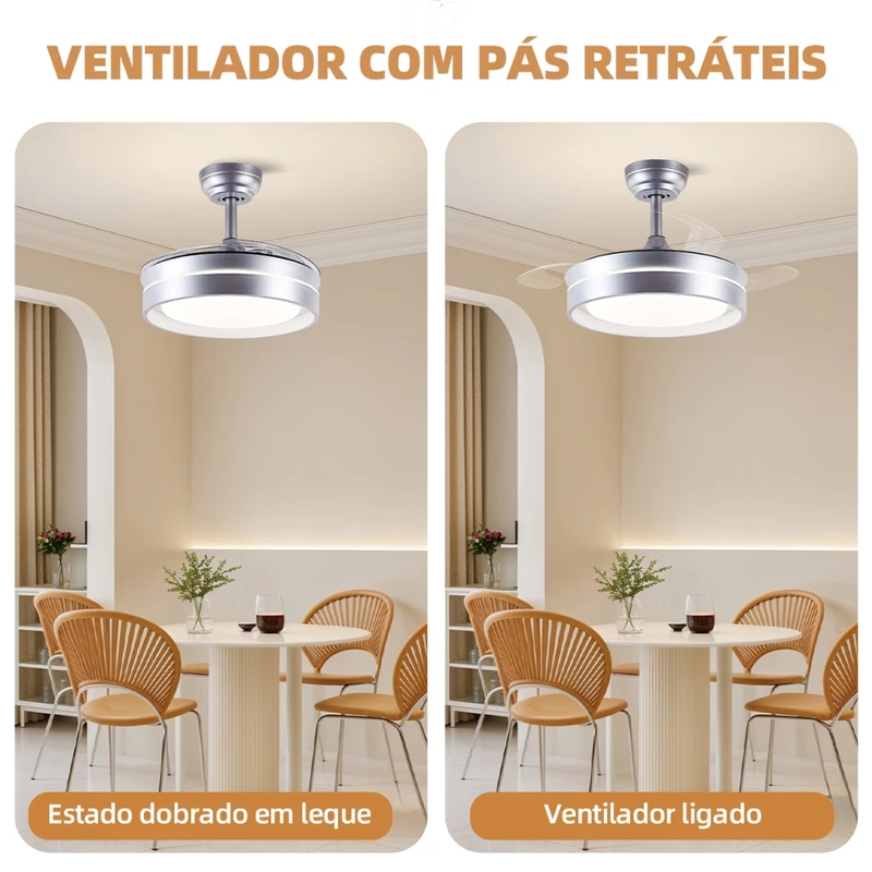 Ventilador de Teto LED Turbo Silencioso Retrátil Brightech 36/42 — foto 6
