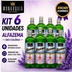 ALFAZEMA DEO COLÔNIA 1 LITRO - KIT 6 UNIDADES