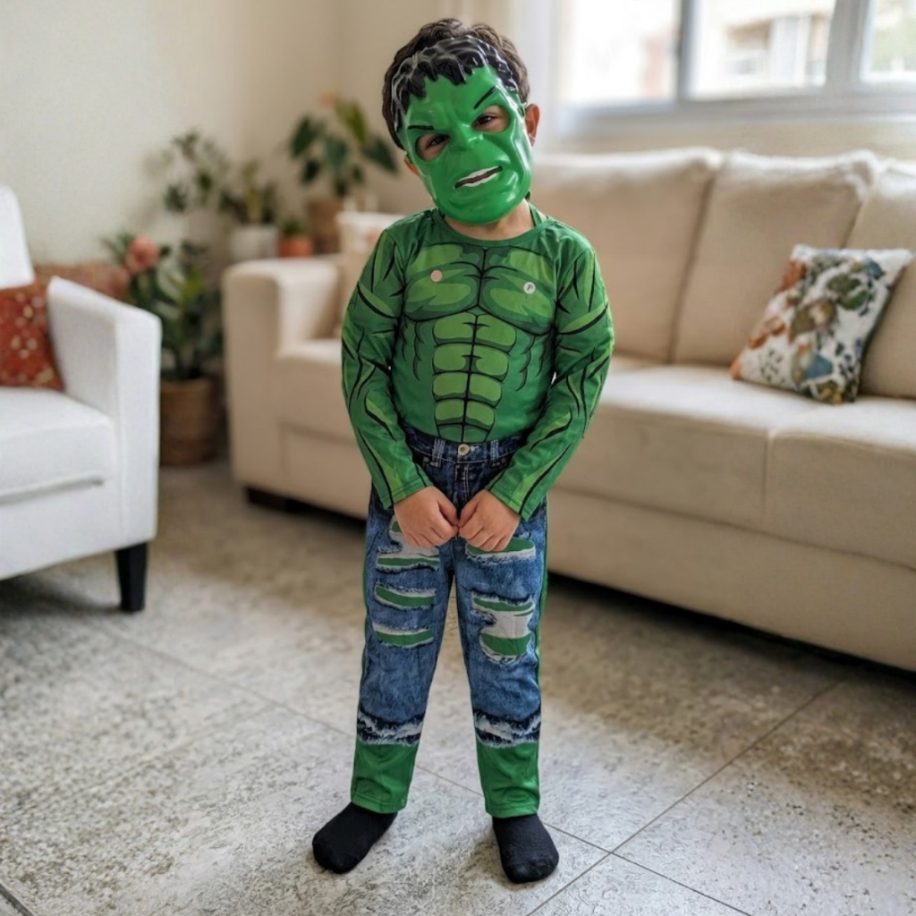 Roupa Fantasia Infantil Hulk Com Enchimento C/ Máscara