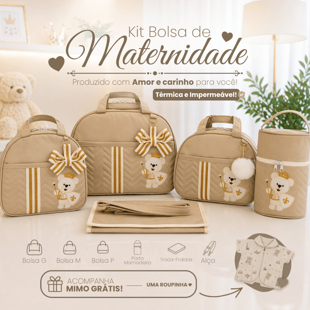 Bolsa Maternidade Kit 5 Peças para Bebê Menino/Menina, Mala Feminina/Masculina com Mochila