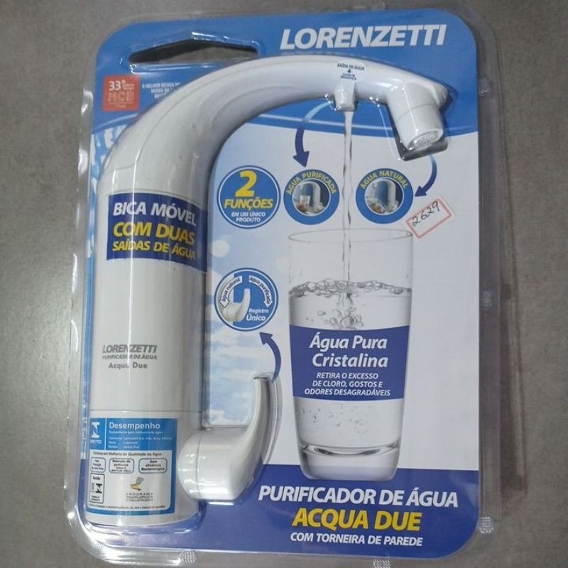Torneira De Cozinha Parede Com Filtro Purificador de Água Acqua due Lorenzetti Branca Duas Saídas de Água Lançamento