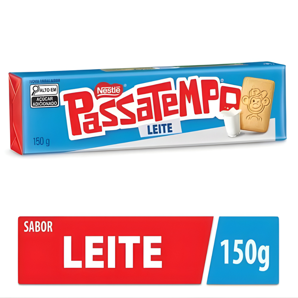 Biscoito Passatempo Leite Nestlé 150g | Bolacha Clássica Sabor Leite