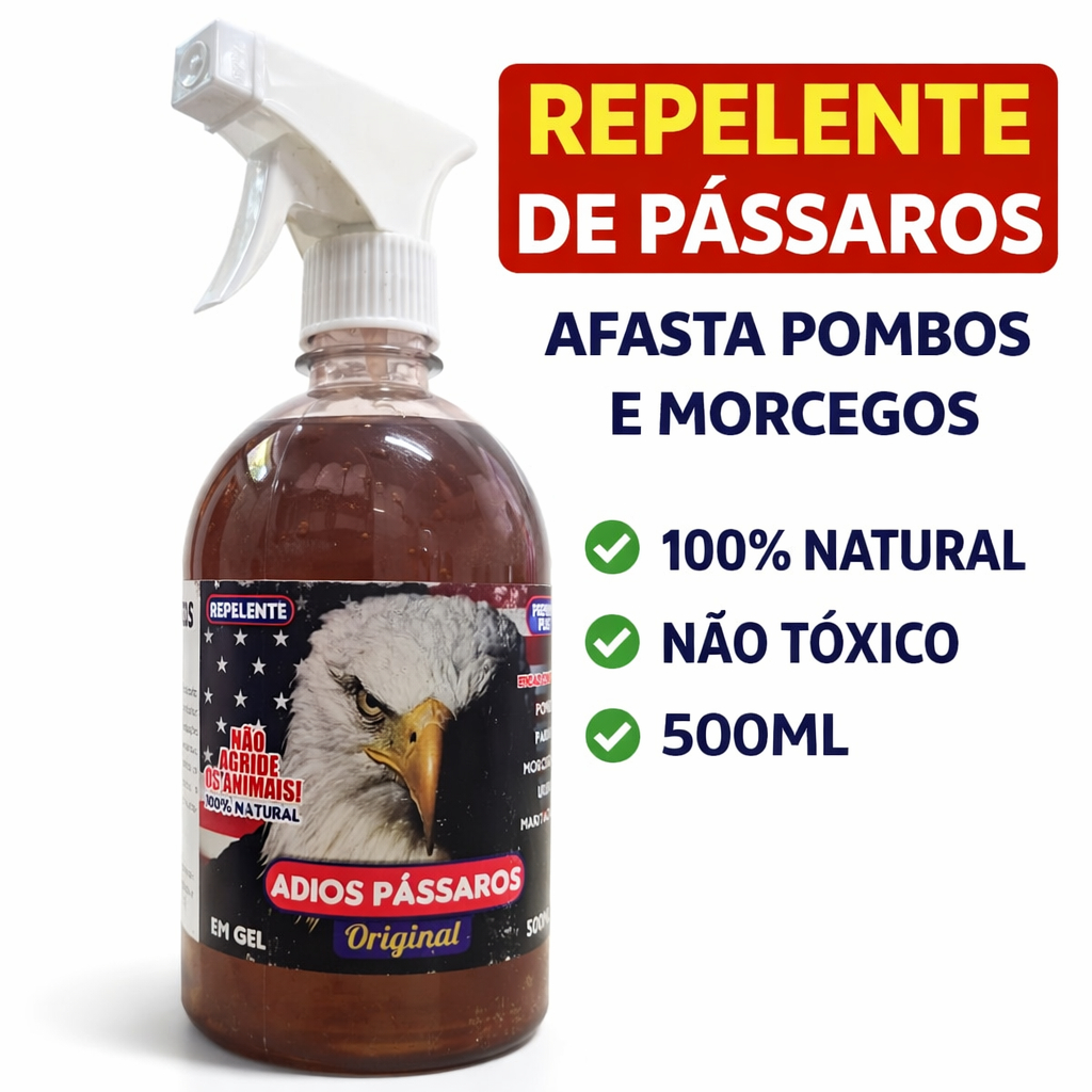 Repelente de Pombos e Pássaros 500ml Espanta Pombos Pardais Morcegos Natural Não Tóxico