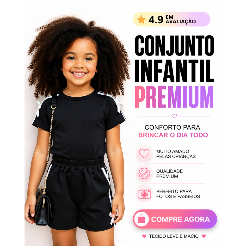 Conjunto Infantil Menina Confortável | Estilo Leve para Passeios e Lazer do 2 ao12
