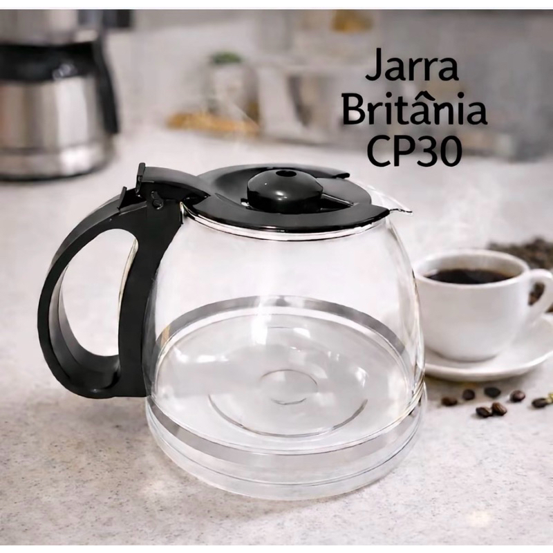 Jarra de Reposição Para Cafeteira Britânia Cp30, 30 xícaras cor preto Vidro Reforçado