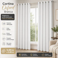 Cortina 3,00 x 2,80 Sala Quarto para Varão de 2,5 Tecido Oxford Premium