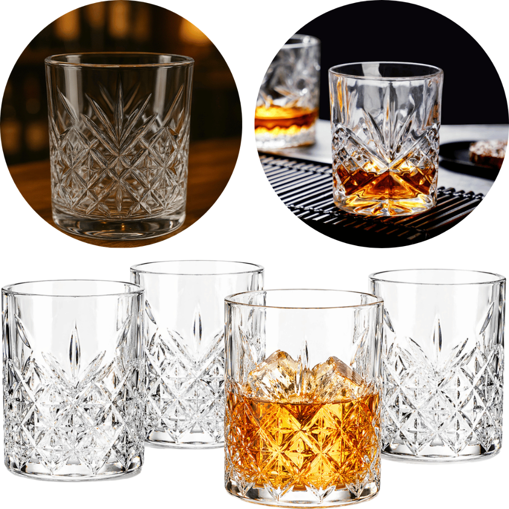 Jogo 4 Copos Whisky 345ml Vidro Baixo Timeless On The Rocks Bar Elegante Bebidas Coquetel Bebidas