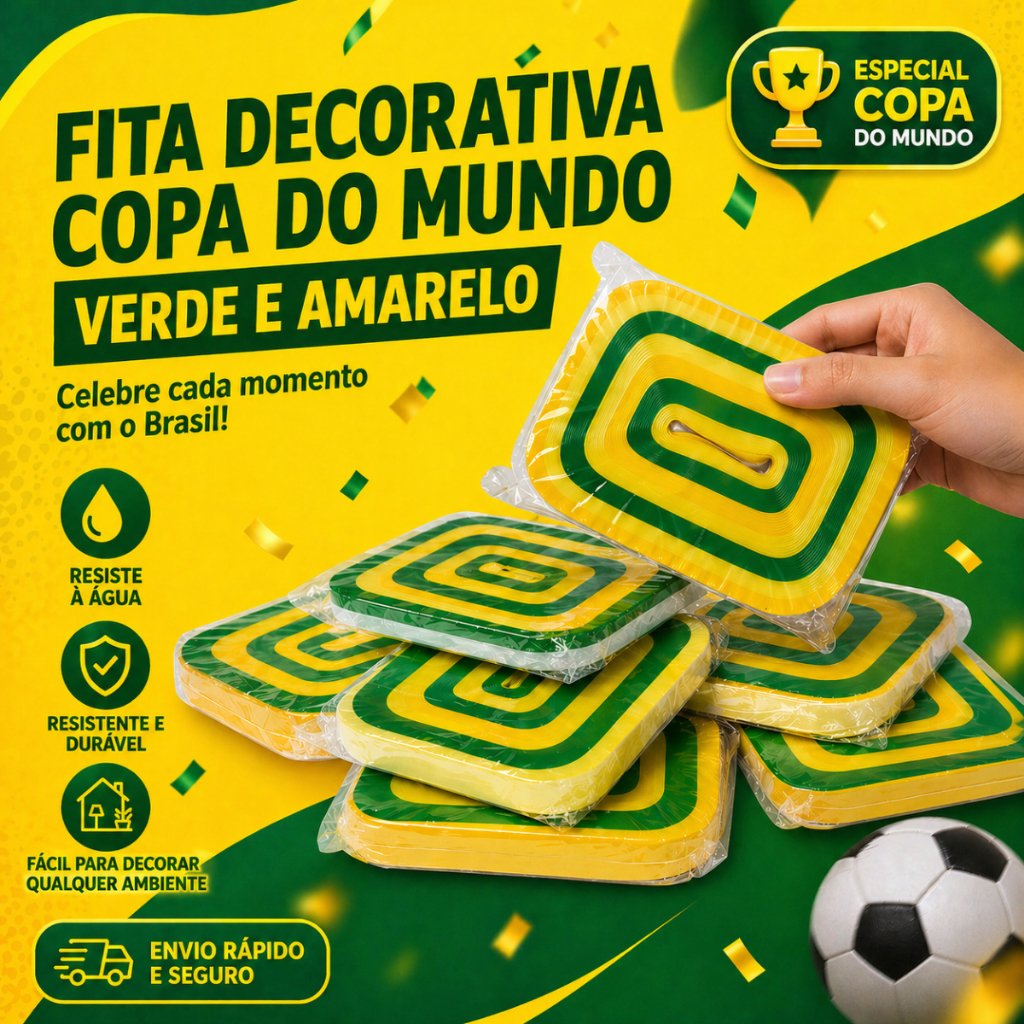 SUCESSO 400 Fitas rabiola  Decorativa jogo   Copa do Mundo Brasil | Festa Futebol | Envio Imediato 100 metros