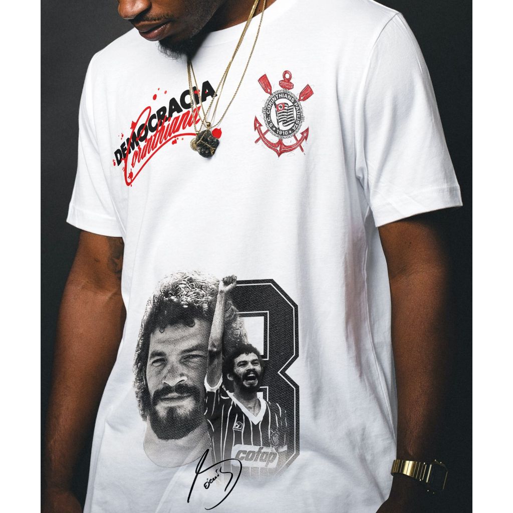 Camisa Corinthians Dr. Sócrates Magrão / Camiseta Poliéster Timão Democracia Corinthiana