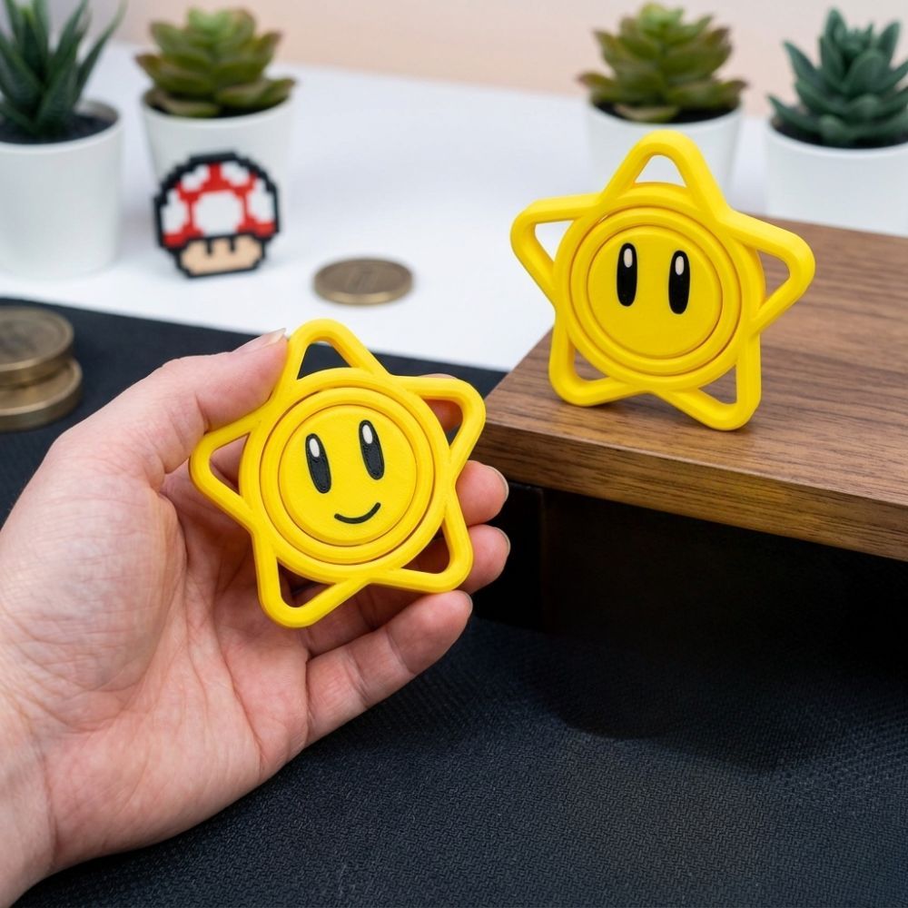 Estrela Articulada Super Mario – Brinquedo Antiestresse e Item de Coleção