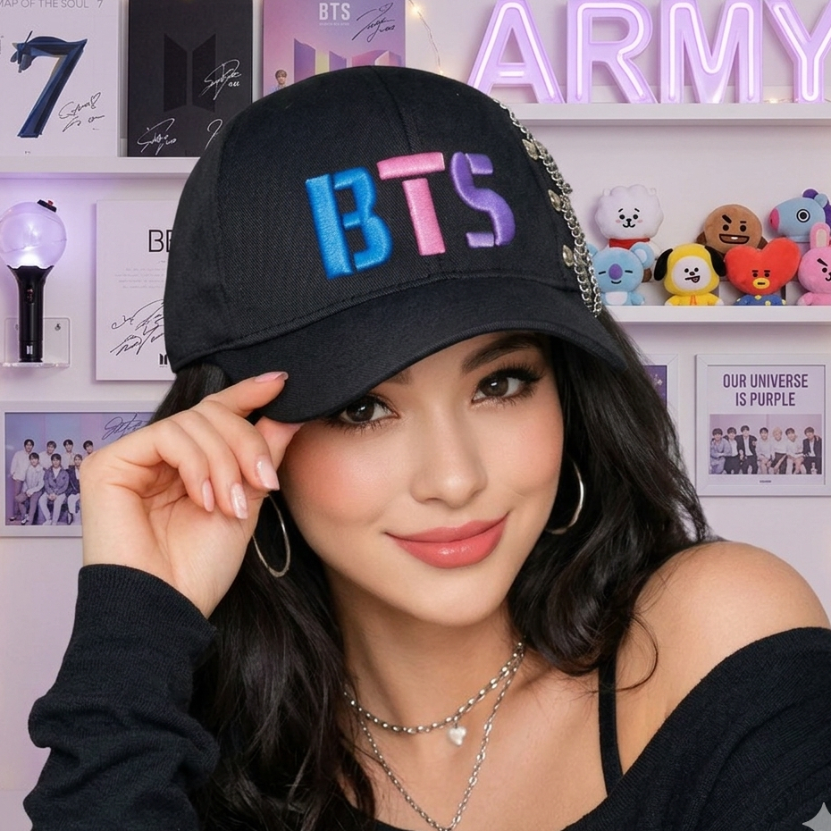 Boné BTS com Logo Bordado – Ajustável, Estilo K-Pop unisex