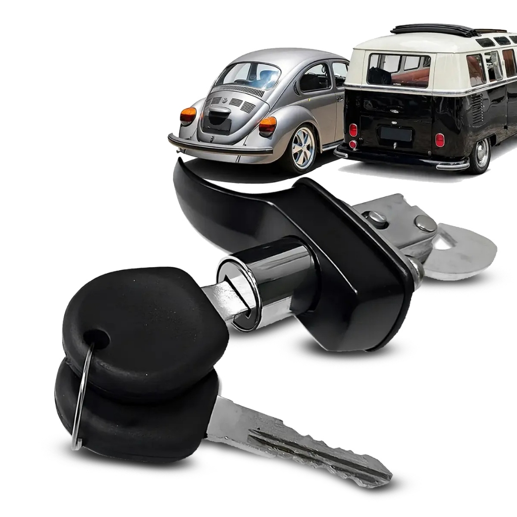 Maçaneta Externa Fusca 67 a 96 Kombi 67 a 74 Preta Tampa do Motor Com Chaves