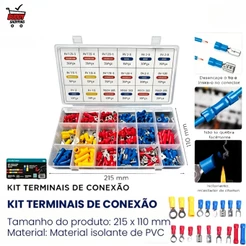 Kit 295 Terminais Elétricos Isolados 0.5-6mm² 22-10AWG Conector de Fio Luatek LWJ-1984