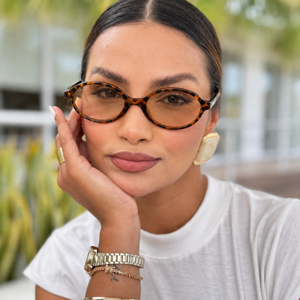 Oculos de Sol Feminino Oval Vintage Retro Leopardo Importado