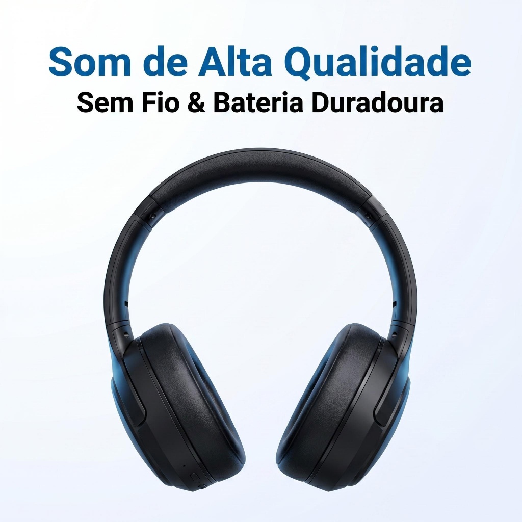 Headset Bluetooth com Microfone  Som de Alta Qualidade  Conforto Sem Fio | Bateria Duradoura (40h) Para PC, Celular