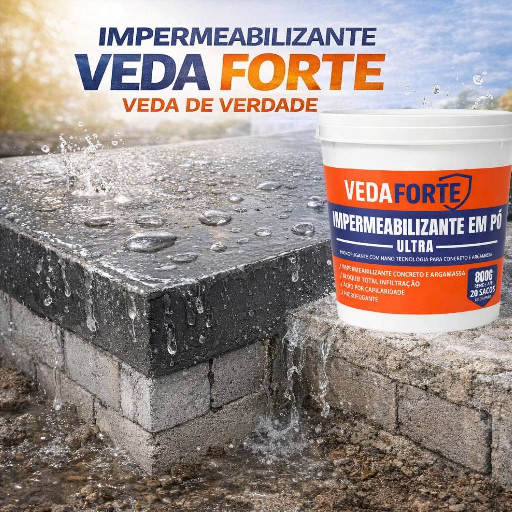 Impermeabilizante Em Pó 800g Hidrofugante Nanotecnologia Para Reboco Concreto Argamassa Construção Civil