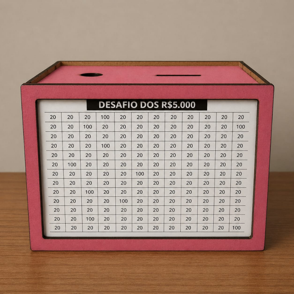 Caixa Cofre Desafio 10000 5000 1000 Woodbox Cofrinho Caixa de Dinheiro Poupança Cofre de Moedas