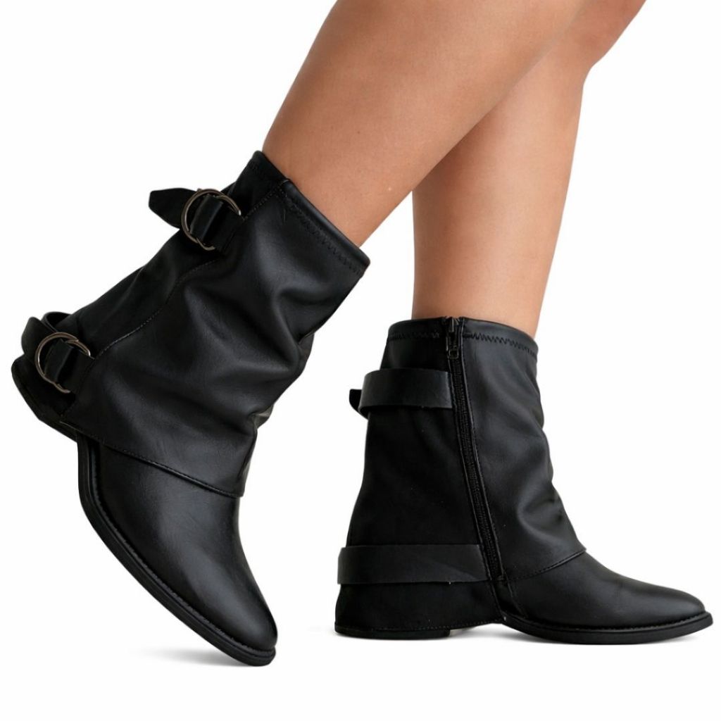 Bota Feminina Cano Curto Capa Sobreposta Salto Baixo Ramarim 2665136