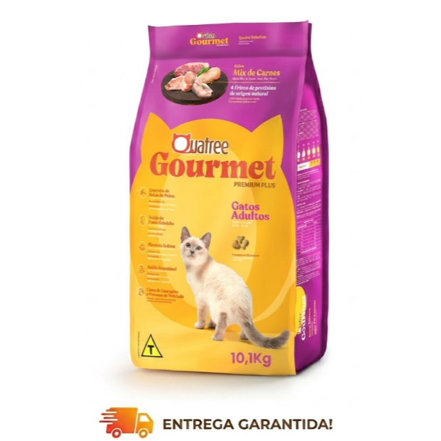 Ração Quatree Gourmet Gatos Adultos Mix de Carnes 10.1kg OMEGA 3 E 6 PREMIUM SEM CORANTES ENVIO RAPIDO ORIGINAL