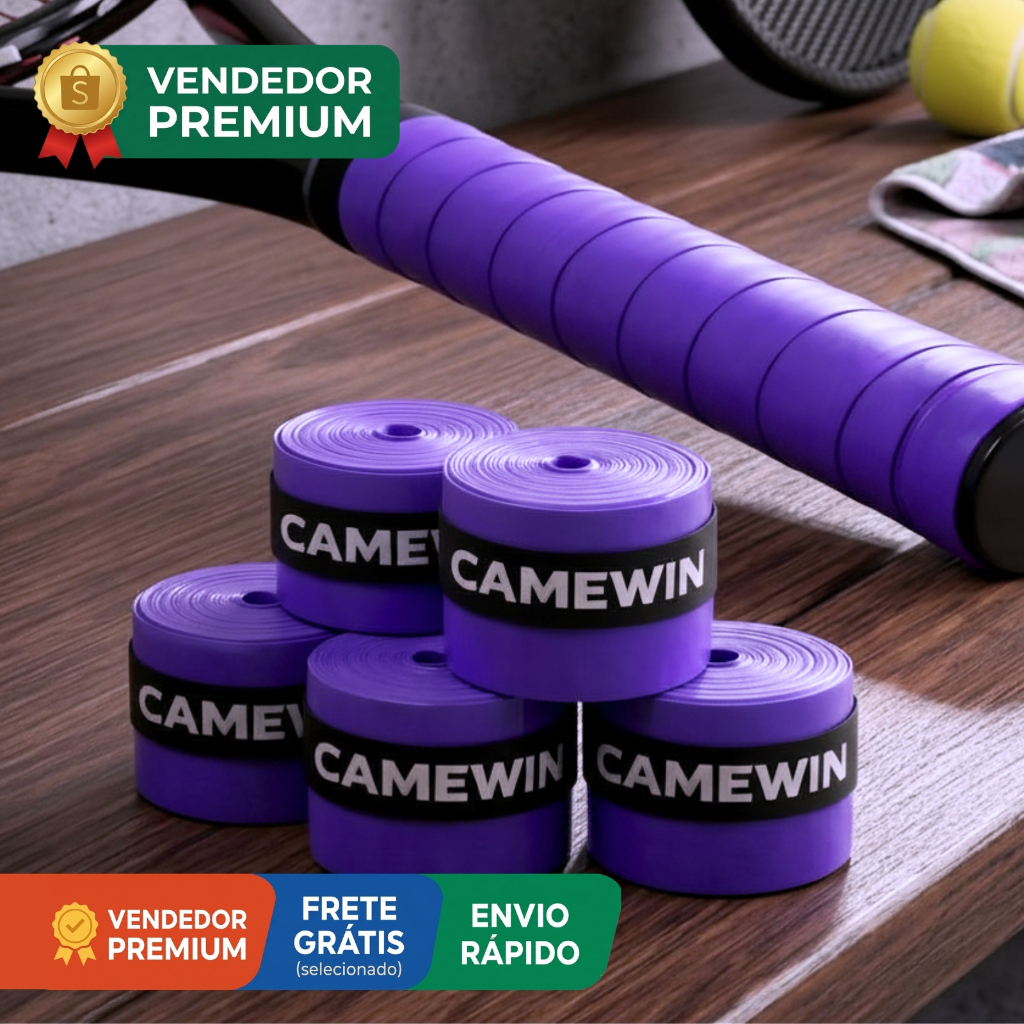 Kit 5 Fita Overgrip Raquete Beach Tennis Tênis Padel Roxo Resistente Antiderrapante Colante Macia