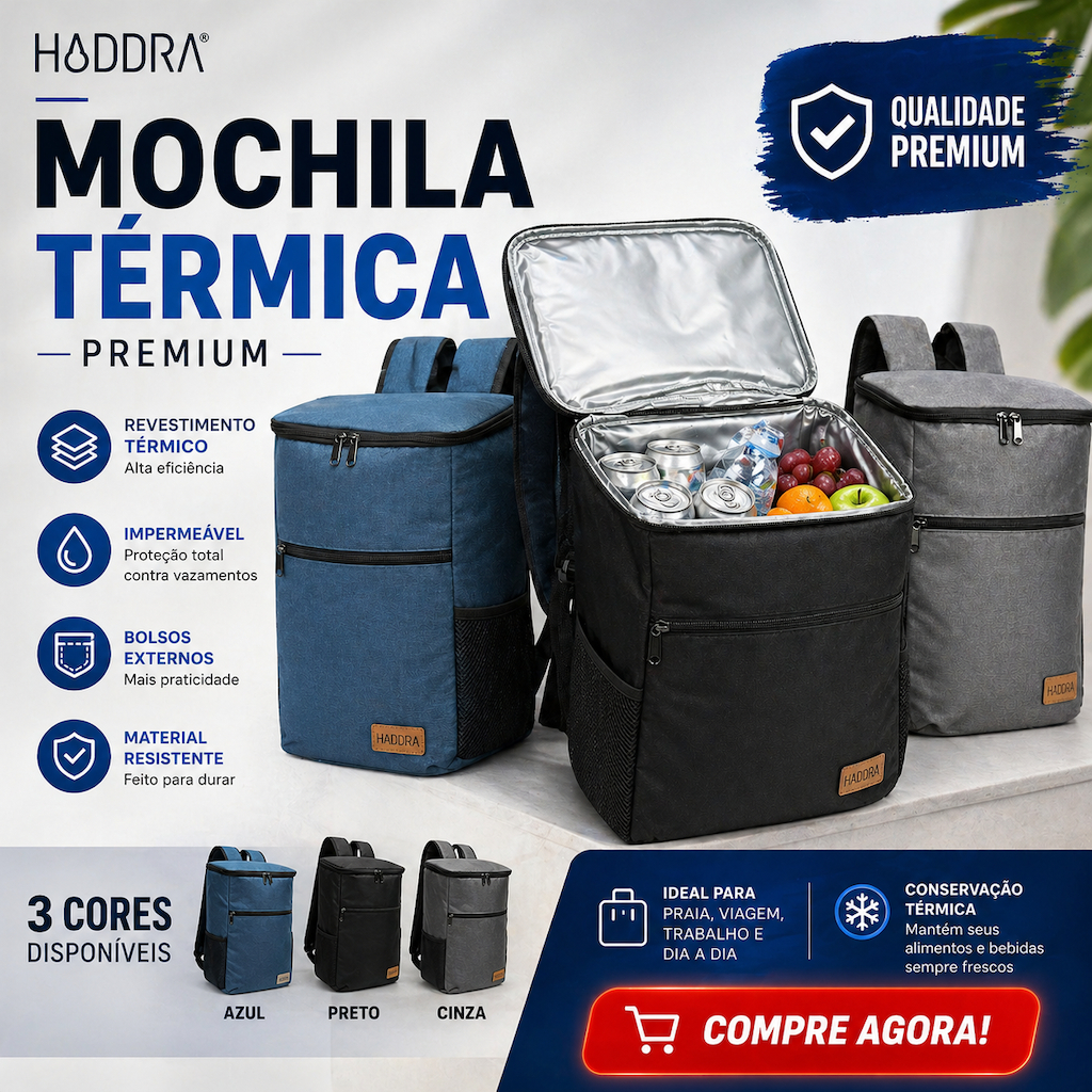 Mochila Térmica Grande 30L Bolsa Cooler Para Bebidas Frias, Comida, Praia e Churrasco