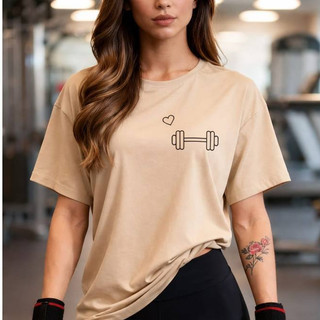 Camisetão T-shirt  Feminina 100% Algodão 30.1 Treino Academia Fitness Musculação Halter L…