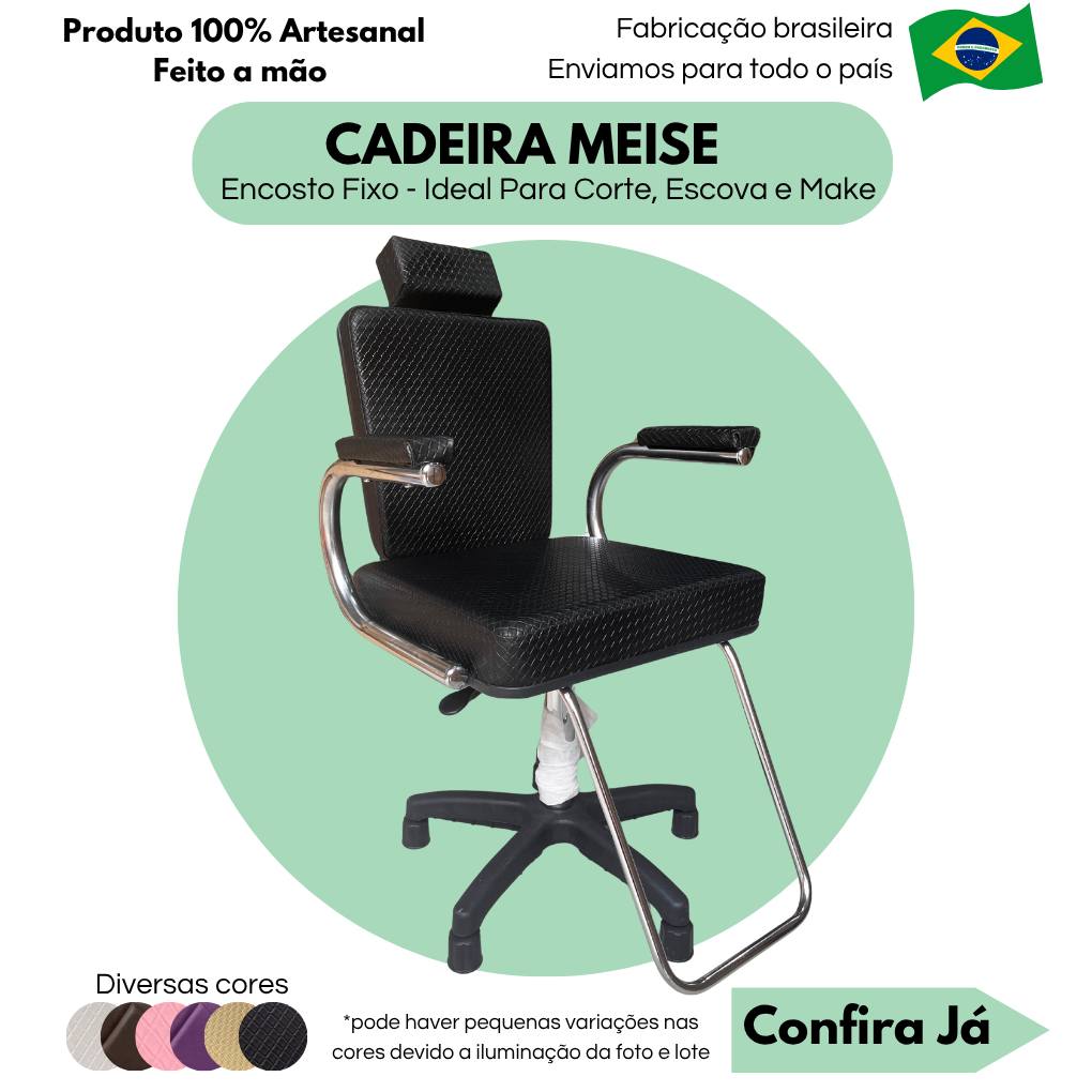Cadeira para Barbearia Cabelereiro Salão de Beleza Pistão a Gás Suporta até130kg Cadeira Escritório