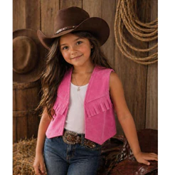 Colete Country Infantil Franja Camurça Estilo Cowboy Premium Luxo Menina Festa Junina Arraial