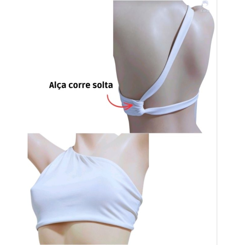 Top Cropped Academia Stillo S/ Assimétrico Costas Nua