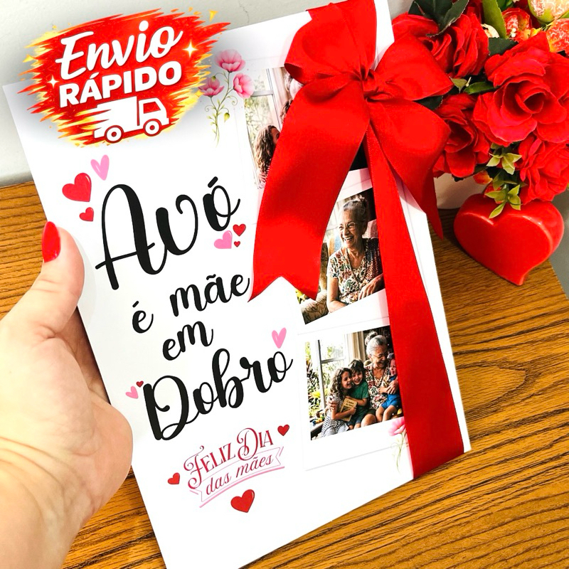 Presente dia das Mães avó vovó personalizado com fotos quadro plaquinha decorativa lembrancinha avó presente vovó quadro