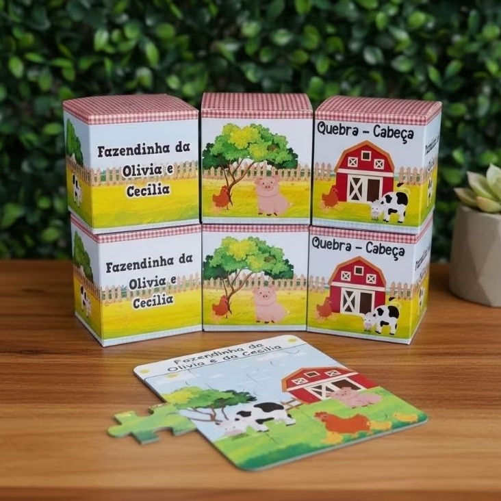 Quebra Cabeça Personalizado  FAZENDINHA  Puzzle Lembrancinha Infantil Aniversário para festa