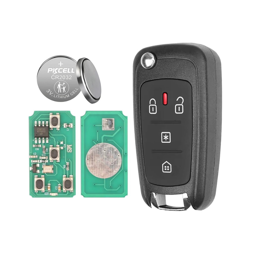 Chave Canivete Compatível P/Alarme Original Pósitron Px80 C/ Lâmina e Bateria (4 Botões)