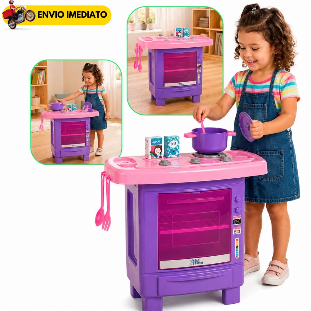 Fogão Infantil Brinquedo Cozinha Completa Com Forno Kit Panelinhas e Utensílios Criança Menina Acessórios Educativo